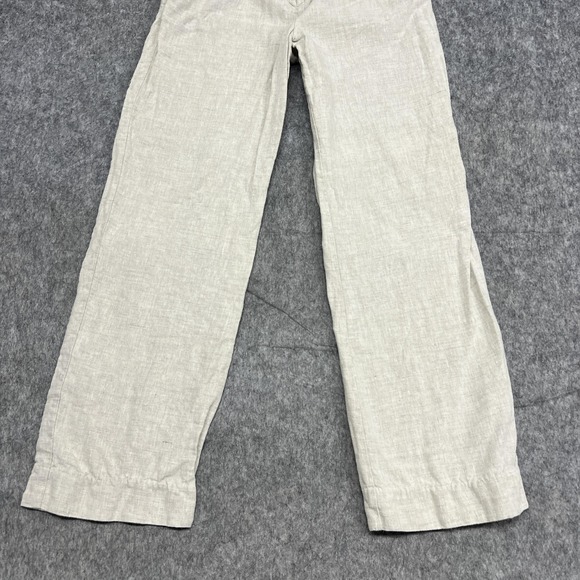 Reformation Pants Womens 2 Beige Linen Straight Leg Rayon Hook Eye Pockets - Picture 6 of 16